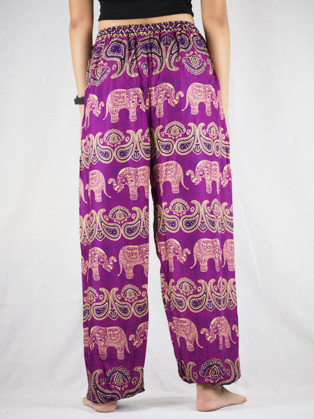 Cartoon elephant Unisex Drawstring Genie Pants in Purple PP0110 020052 03