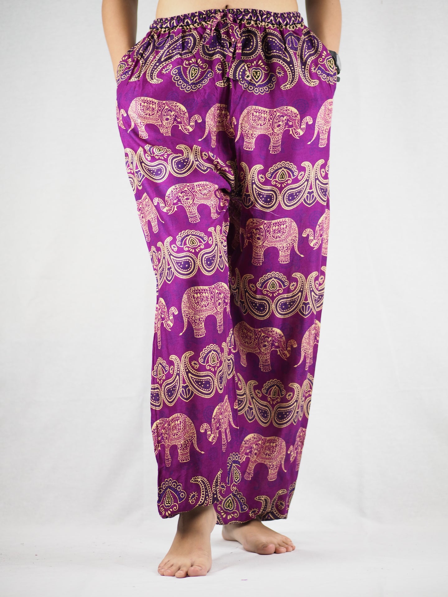 Cartoon elephant Unisex Drawstring Genie Pants in Purple PP0110 020052 03