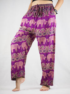 Cartoon elephant Unisex Drawstring Genie Pants in Purple PP0110 020052 03