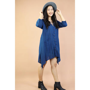 Solid Color Long Sleeve Shirt Dress Asymmetric Women DR0428 010000 00