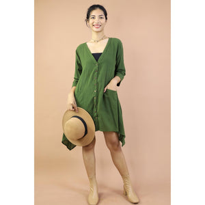 Solid Color Long Sleeve Shirt Dress Asymmetric Women DR0428 010000 00