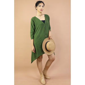 Solid Color Long Sleeve Shirt Dress Asymmetric Women DR0428 010000 00