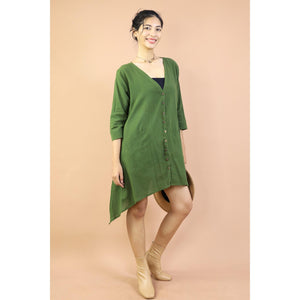 Solid Color Long Sleeve Shirt Dress Asymmetric Women DR0428 010000 00