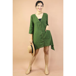 Solid Color Long Sleeve Shirt Dress Asymmetric Women DR0428 010000 00