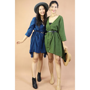 Solid Color Long Sleeve Shirt Dress Asymmetric Women DR0428 010000 00