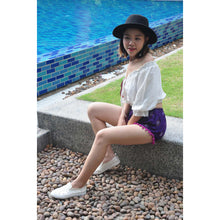 Load image into Gallery viewer, Rose Bushes Women&#39;s Pompom Shorts Pants in Purple PP0228 020118 04