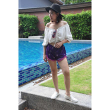 Load image into Gallery viewer, Rose Bushes Women&#39;s Pompom Shorts Pants in Purple PP0228 020118 04