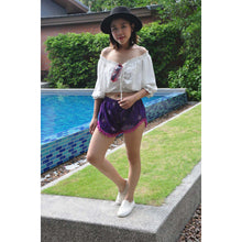 Load image into Gallery viewer, Rose Bushes Women&#39;s Pompom Shorts Pants in Purple PP0228 020118 04
