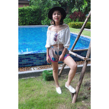 Load image into Gallery viewer, Tone Mandala Women&#39;s Pompom Shorts Pantss in Purple PP0228 020032 01