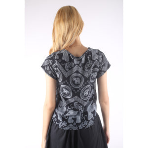 Elephant Circles Women T-Shirt in Black SH0133 020051 01