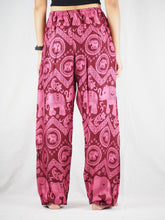 Load image into Gallery viewer, Elephant Circles Unisex Drawstring Genie Pants in Pink PP0110 020051 05