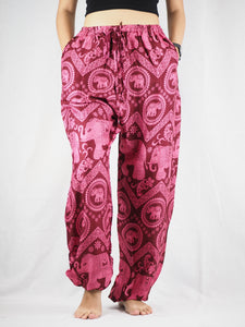 Elephant Circles Unisex Drawstring Genie Pants in Pink PP0110 020051 05