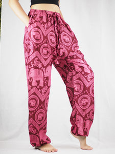 Elephant Circles Unisex Drawstring Genie Pants in Pink PP0110 020051 05