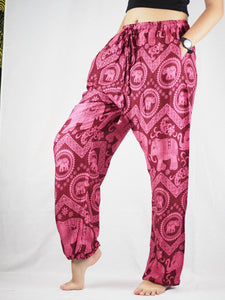 Elephant Circles Unisex Drawstring Genie Pants in Pink PP0110 020051 05
