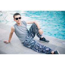 Load image into Gallery viewer, African Elephant 4 men/women harem pants in Navy blue PP0004 020004 04