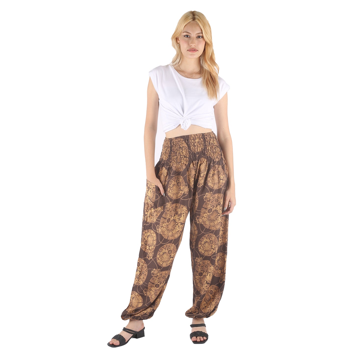 Floral Classic 98 women harem pants in Brown PP0004 020098 01