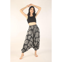 Load image into Gallery viewer, Floral Classic Unisex Aladdin drop crotch pants in Black PP0056 020098 08
