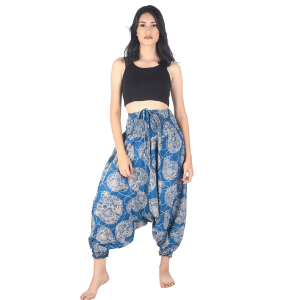 Floral Classic Unisex Aladdin drop crotch pants in Blue PP0056 020098 02