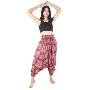 Floral Classic Unisex Aladdin drop crotch pants in Burgundy PP0056 020098 09