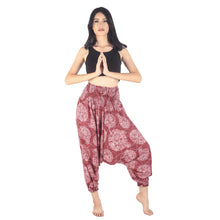 Load image into Gallery viewer, Floral Classic Unisex Aladdin drop crotch pants in Burgundy PP0056 020098 09