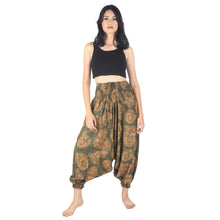 Load image into Gallery viewer, Floral Classic Unisex Aladdin drop crotch pants in Green PP0056 020098 07