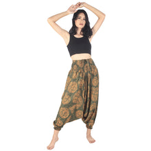 Load image into Gallery viewer, Floral Classic Unisex Aladdin drop crotch pants in Green PP0056 020098 07