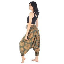 Load image into Gallery viewer, Floral Classic Unisex Aladdin drop crotch pants in Green PP0056 020098 07
