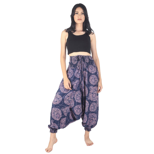 Floral Classic Unisex Aladdin drop crotch pants in Navy Blue PP0056 020098 03