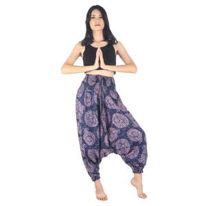 Floral Classic Unisex Aladdin drop crotch pants in Navy Blue PP0056 020098 03