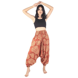 Floral Classic Unisex Aladdin drop crotch pants in Orange PP0056 020098 04