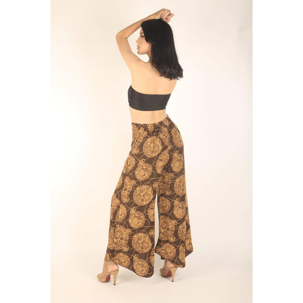Floral Classic Women's Palazzo Pants in Brown PP0037 020098 01