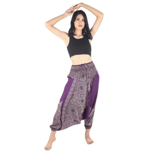 Floral Mandala Unisex Aladdin drop crotch pants in Purple PP0056 020036 01