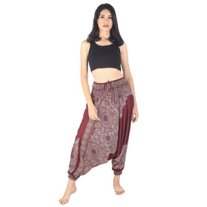 Floral Mandala Unisex Aladdin drop crotch pants in Red PP0056 020036 05