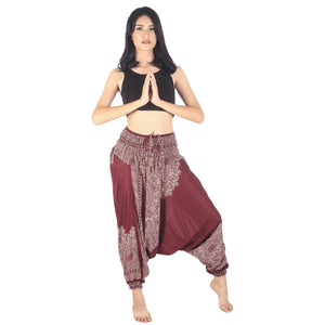 Floral Mandala Unisex Aladdin drop crotch pants in Red PP0056 020036 05