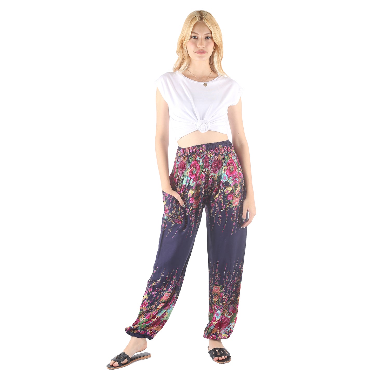 Floral Royal 10 women harem pants in Navy PP0004 020010 08