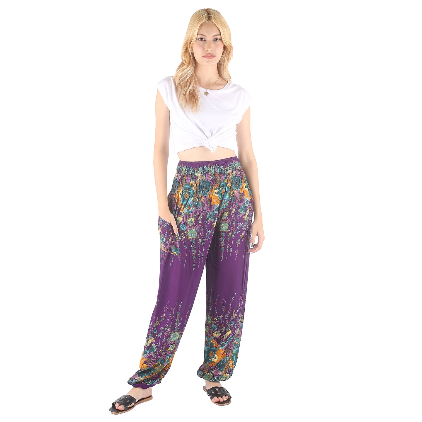 Floral Royal 10 women harem pants in Purple PP0004 020010 12
