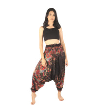 Load image into Gallery viewer, Floral Royal Unisex Aladdin drop crotch pants in Black PP0056 020010 01