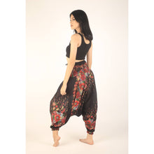 Load image into Gallery viewer, Floral Royal Unisex Aladdin drop crotch pants in Black PP0056 020010 01