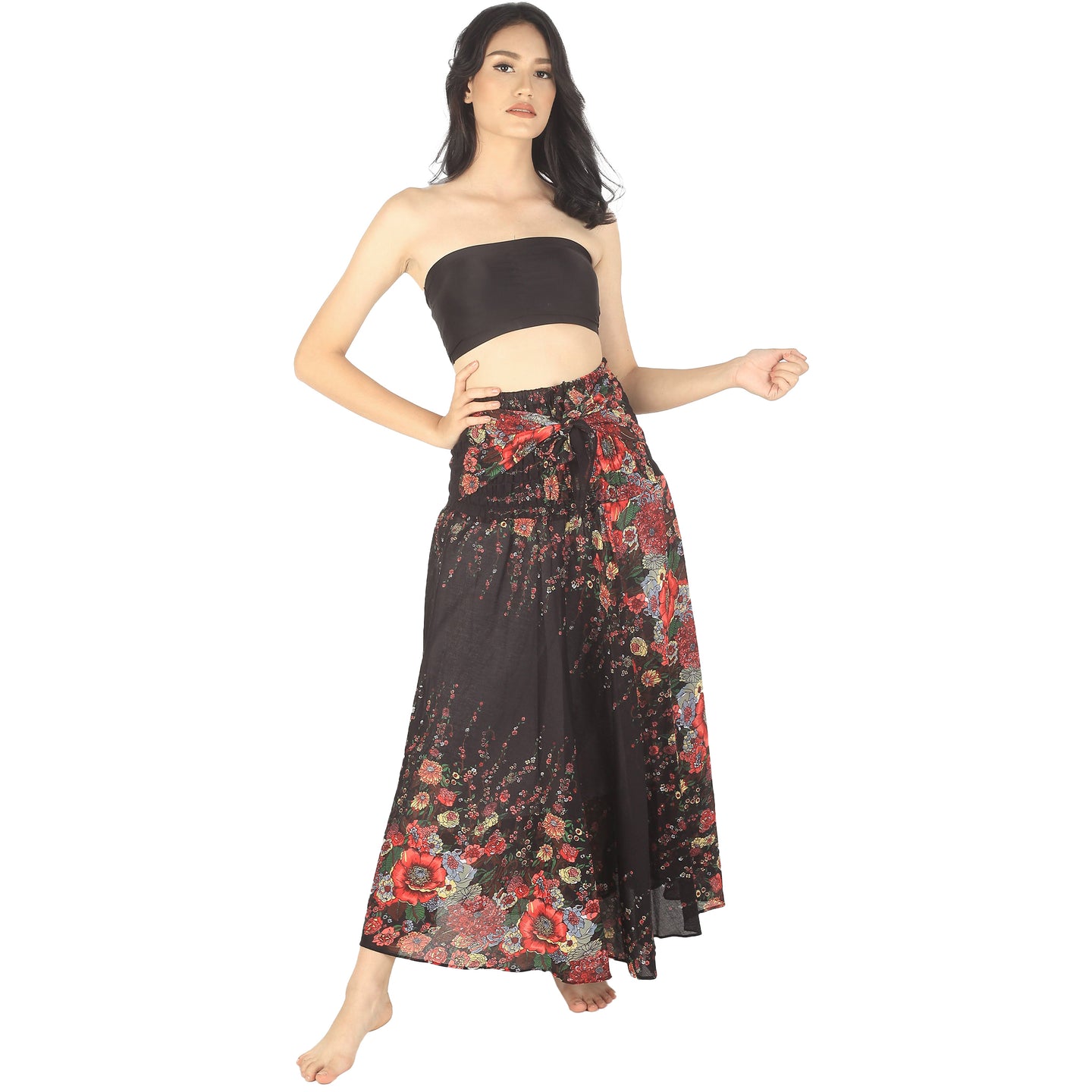 Floral Royal Women's Bohemian Skirt in Black SK0033 020010 01