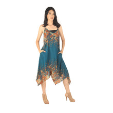 Load image into Gallery viewer, Floral Royal Women&#39;s Mini Dresses in Ocean DR0399 020010 07 Women in Ocean dress Details of dress ( crewneck, Sleeveless,Floral Print, 2 side pockets , backless,flowy , Spaghetti Straps )