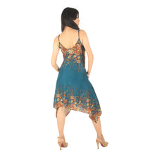 Load image into Gallery viewer, Floral Royal Women&#39;s Mini Dresses in Ocean DR0399 020010 07 Women in Ocean dress Details of dress ( crewneck, Sleeveless,Floral Print, 2 side pockets , backless,flowy , Spaghetti Straps )