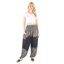 Load image into Gallery viewer, Floral mandala 36 women harem pants in Black PP0004 020036 02