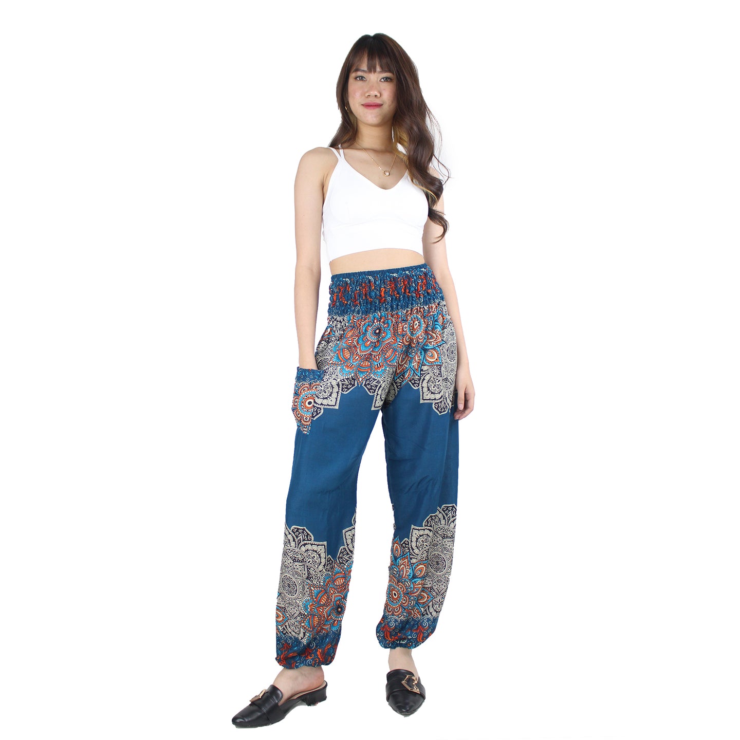 Flower Mandala Women's Harem Pants in Ocean Blue PP0004 020241 02