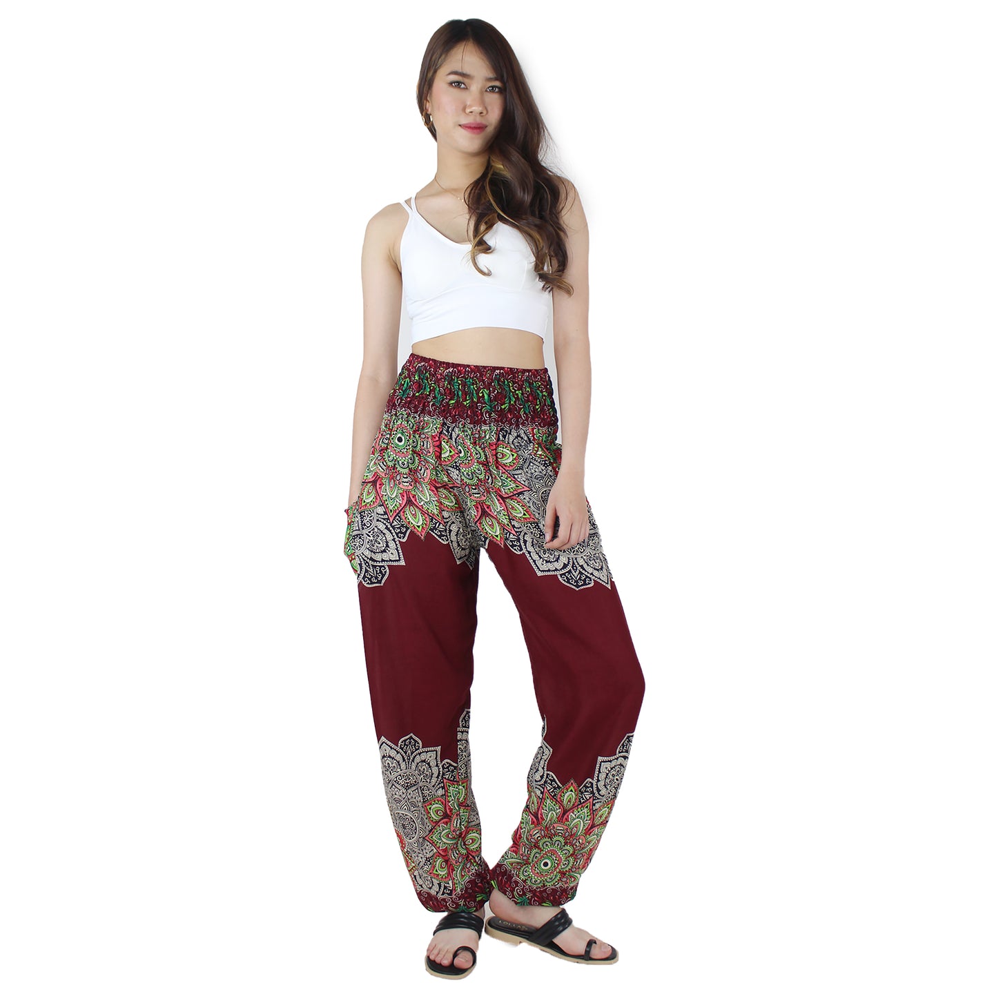 Flower Mandala Women's Harem Pants in Red PP0004 020241 04