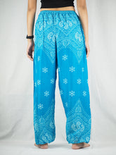 Load image into Gallery viewer, Flower drops Unisex Drawstring Genie Pants in Blue PP0110 020070 03