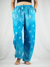 Load image into Gallery viewer, Flower drops Unisex Drawstring Genie Pants in Blue PP0110 020070 03