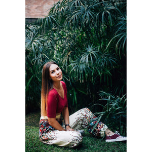 Floral Royal 10 women harem pants in Cream PP0004 020010 09