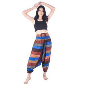 Funny Stripe  Unisex Aladdin drop crotch pants in Brown PP0056 020021 05