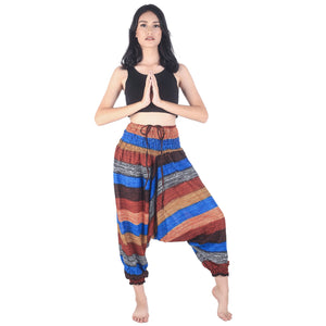 Funny Stripe  Unisex Aladdin drop crotch pants in Brown PP0056 020021 05