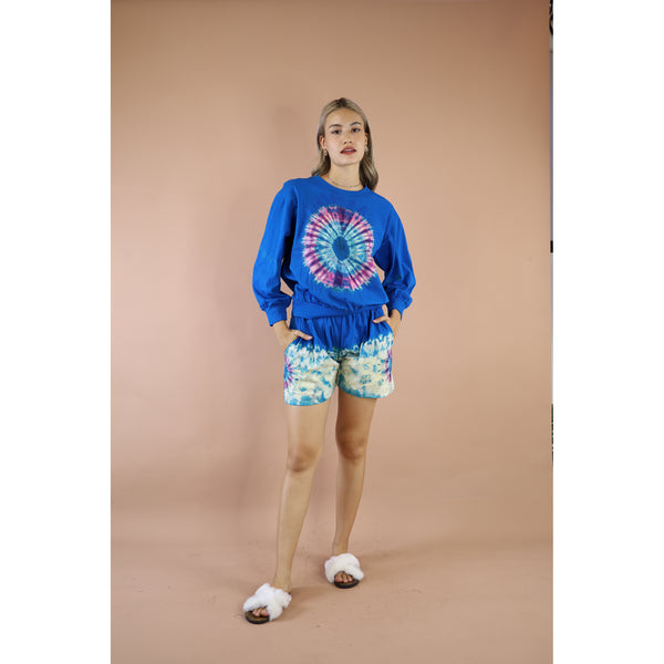 Tie dye women's long sleeve with short pant in Royal Blue JP0094 010000 02